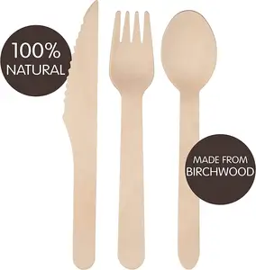 100% Natural Eco Friendly 140/160mm Wooden Cutlery For Party
