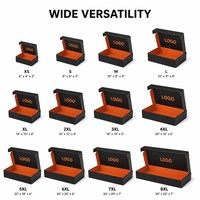 Boîte d'expédition personnalisée noire et orange, imprimée recto-verso, idéale pour le transport de vêtements de marque