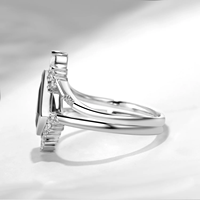 Ensemble de bagues de fiançailles en argent sterling 925 de haute qualité, forme cerf-volant, émeraude verte de laboratoire, CZ