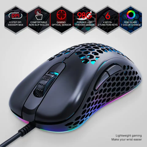 Phổ biến RGB Backlit có dây Chuột chơi game 6400DPI 6 phím Ergonomic 3D <span class=keywords><strong>mini</strong></span> phong cách Ánh sáng trọng lượng USB cho người chơi - Product Image 2