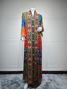 Abaya longue de luxe personnalisée pour <span class=keywords><strong>femme</strong></span> 2026, motif ethnique complexe, robe décontractée en polyester transparent pour l'Aïd, taille unique - Product Image 2