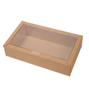 Boîte de rangement pliable en papier kraft avec couvercle de fenêtre transparent, boîte cadeau brillante en or et argent avec revêtement UV gaufrage - Product Image 4