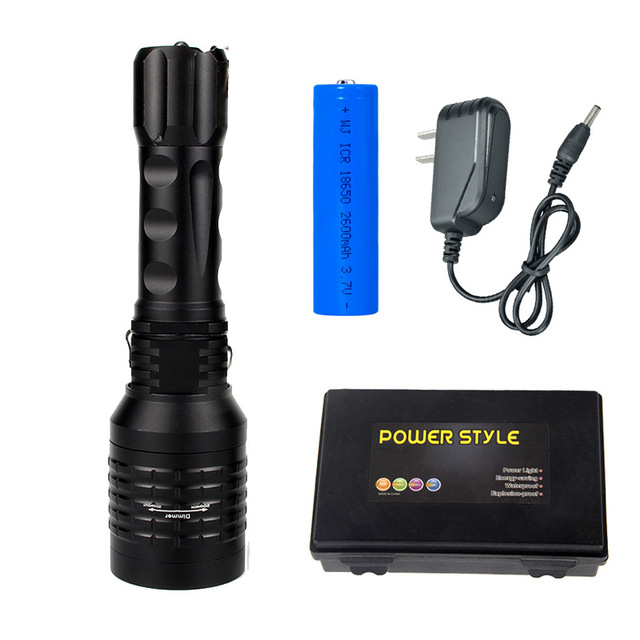T6 Brightest Portable Rechargeable Metal Light in Laser 2 in 1 Powerful Tactical LED Mini Torch Flashlight