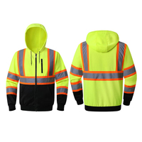 Sweatshirts de sécurité haute visibilité fermeture à glissière vestes de pull de sécurité sweats à capuche de travail réfléchissants détachables
