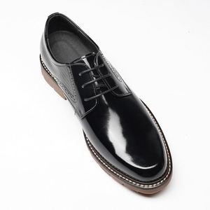 New Genuine Leather Men's Stylish Oxford Shoes Color-pressed Design Height Increasing Anti-slip Made Top-grade Cowhide. - Product Image 5