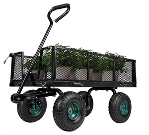 Zware uitvoering 1100 lbs draagvermogen buiten 4-wiel tuinwagen handkar met gaas van staal - Product Image 5