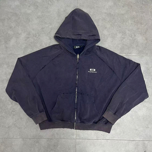 Felpe <span class=keywords><strong>con</strong></span> Cappuccio in Cotone Felpato Effetto Acid Wash, Vestibilità Ampia, Logo Ricamato Bianco, Felpe <span class=keywords><strong>con</strong></span> <span class=keywords><strong>Zip</strong></span> per Uomo - Product Image 1
