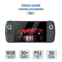 Konsol Game Genggam Retro M27 Layar IPS 7.0 Inci RK3566 Quad Core Joystick Lampu RGB Terpasang 20000 Game Portabel Saku