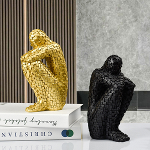 Décoration Esthétique Mini Statues de Penseur Hommes Art Abstrait Résine Sculpture Artisanat Décoration de Table Pour Salon - Product Image 3