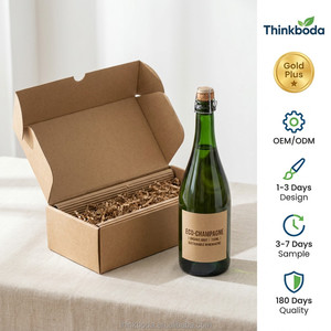 Boîte d'expédition robuste <span class=keywords><strong>en</strong></span> carton ondulé E Flute pour vin, résistante aux chocs, facile à plier, avec fermeture à rabat, pour les ventes <span class=keywords><strong>en</strong></span> ligne de vins biologiques - Product Image 1