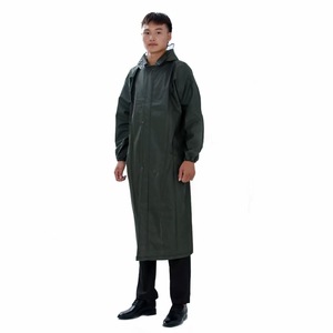 Revêtement Polyester imperméable en PU, combinaison <span class=keywords><strong>de</strong></span> <span class=keywords><strong>pluie</strong></span> longue, vert foncé, hi vis <span class=keywords><strong>de</strong></span> sécurité, travail, pêche, agriculture - Product Image 2
