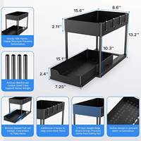 Organisateur de rangement sous évier à 2 niveaux coulissant anti-chute avec étagère de rangement surélevée pour armoire de cuisine et salle de bain - Vente chaude
