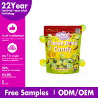 Vente en gros d'usine avec étiquette personnalisée Vente directe Bonbons soufflés Ananas épicé fruité Assortiment d'arômes de fruits lyophilisés 42g * 24 sacs