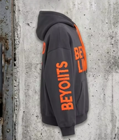 Sudadera con capucha holgada de otoño personalizada para tipografía, de 400GSM, unisex, estilo streetwear americano, con letras con efecto glitch y hombros caídos.