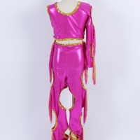 Rose chaud brillant feuille danse justaucorps adulte enfant Jazz Sequin danse Costume deux jambes pantalon gland scène Performance gymnastique Costume