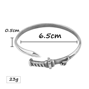 Nouvel Arrivage : Ensemble de Bijoux Bracelets et Bagues en Acier Inoxydable Forme Épée, Design Ouvert, Style Classique Vintage, Cadeaux d'Usine - Product Image 3