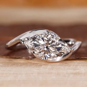 Lüks yüzük 10K 14K 18K katı altın tek taş pırlanta yüzük 1ct 2ct 3ct D VS1 markiz kesim IGI sertifikası Lab yetiştirilen elmas yüzük - Product Image 1