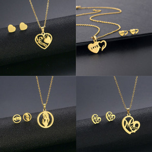 Nouvel ensemble de bijoux pour femmes et mamans, collier et boucles d'oreilles, couleur dorée simple, cadeau pour maman, futures mamans, pour la fête des mères - Product Image 3
