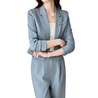Ensemble décontracté pour femme, veste de costume courte, automne-hiver, nouvelle arrivée, haute qualité, look élégant, pantalon large assorti