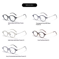 Gafas Unisex Ligeras con Marco de Metal TR90 Redondo Marmoleado, Lentes AC con Protección UV400 y Anti Luz Azul, para Hombre y Mujer