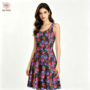 Vestido sin mangas con estampado floral personalizado Meiyang, vestido <span class=keywords><strong>de</strong></span> verano, vestido acampanado <span class=keywords><strong>de</strong></span> línea A, vestido tipo pinafore, ropa <span class=keywords><strong>de</strong></span> <span class=keywords><strong>mujer</strong></span> - Product Image 1