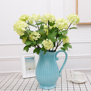 M185-Hortensia blanca de alta calidad, arbusto de flores artificiales, tallos de hortensia, flores de seda de tacto Real - Product Image 4