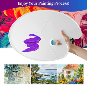 Fournitures d'art <span class=keywords><strong>Palette</strong></span> <span class=keywords><strong>de</strong></span> <span class=keywords><strong>peinture</strong></span> en plastique ovale antiadhésive pour <span class=keywords><strong>peinture</strong></span> à l'aquarelle <span class=keywords><strong>acrylique</strong></span> - Product Image 5
