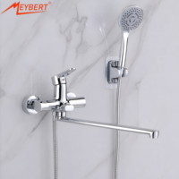 Ensemble de douche en alliage de zinc chromé avec robinet de baignoire et vanne céramique à trois voies