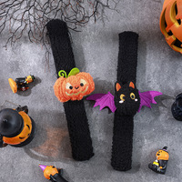 Nouveauté transfrontalière 2026 : Bracelets décoratifs en tissu à motif de dessin animé d'Halloween (Citrouille et Fantôme), à claquer et à tapoter, petit cadeau