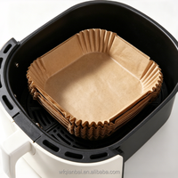 Papier sulfurisé carré jetable en pâte vierge, écologique, double face, enduit de silicone, résistant à la chaleur, pour friteuse à air, pain et biscuits