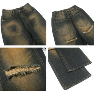 High Quality <b>Wide</b> <b>Leg</b> Baggy <b>Jeans</b> Distressed Acid Wash High Street Denim <b>Jeans</b> for <b>Men</b> - Product Image 6