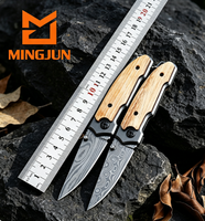 Couteau de poche pliable portable EDC pour le camping avec lame en acier 3CR13 et manche en bois de zèbre