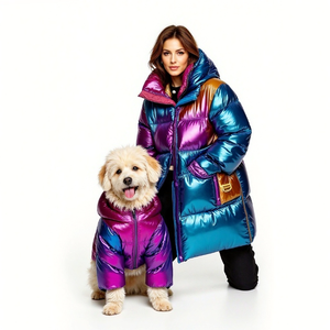 Joymay tasarımcı lüks kış sıcak köpek aşağı ceket ceket açık rüzgar geçirmez sıcak sahibinin Pet aşağı ceket seti ile maç için - Product Image 5