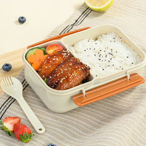 Large Capacity 3 Compartments Heatable Leak Proof Portable Square Plastic Bento <b>Lunch</b> <b>Box</b> Transparent Top Lid <b>School</b> Ready - Product Image 4