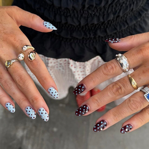 <span class=keywords><strong>Uñas</strong></span> Acrílicas Artificiales al por Mayor, 10 Piezas, con Diseño de <span class=keywords><strong>Lunares</strong></span>, Hechas a Mano, <span class=keywords><strong>Uñas</strong></span> Postizas con Pegamento, Diseño Francés, Cobertura Completa - Product Image 5