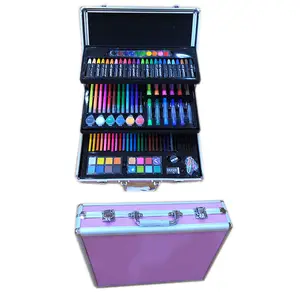 ขายส่งภาพวาดชุดศิลปะเด็กอลูมิเนียมกล่องสีอะคริลิควาดสีที่มีสีสันArt MarkerดินสอสีDe Couleurชุด