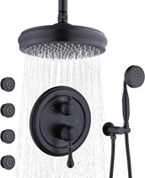 Sistema de Ducha Redondo Moderno con Efecto Lluvia, Montado en la Pared, con Cuatro Jets de Alta Presión y Ahorro de Agua para Baño, Altamente Recomendado