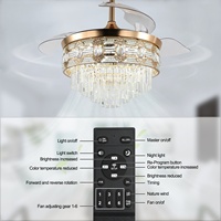 Ventilateur de plafond intelligent décoratif avec télécommande, ventilateur de plafond intelligent de luxe avec lumière, lustre pour salon