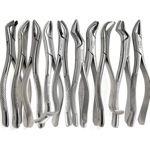 Pinzas de Extracción Dental A2Z, 10 Piezas, Acero Inoxidable, Mordazas Dentadas para Extracción de Fragmentos Radiculares, Juego de Instrumentos Quirúrgicos - Product Image 1