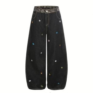 <span class=keywords><strong>Jeans</strong></span> Baggy da Uomo <span class=keywords><strong>a</strong></span> Vita Media in Denim Lavato con Ricamo <span class=keywords><strong>a</strong></span> Stampa di <span class=keywords><strong>Zampa</strong></span> di Stella, Pantaloni Casual Streetwear Vestibilità Larga alla Moda - Product Image 1