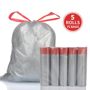 Sacs poubelle en rouleau en plastique épais avec cordon de serrage pour poubelle de bureau, chambre à coucher, usage domestique, produits ménagers - Product Image 6