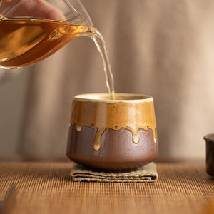 MSH japonais rétro grès tasse à <span class=keywords><strong>café</strong></span> coloré Vintage <span class=keywords><strong>poterie</strong></span> grossière sans poignée verres en céramique Matcha tasse ensemble tasse à thé - Product Image 4