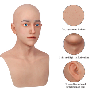 OEM/ODM Máscara de silicona con forma de pecho Última propiedad de Halloween Cabeza completa Barehead Young Man Headgear Cosplay Máscara de cabeza de silicona - Product Image 6