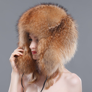 Chapeaux en fourrure de renard et de raton laveur véritable pour femmes, hiver, unisexe, chauds, en fourrure véritable avec pompons en fourrure moelleuse - Product Image 4