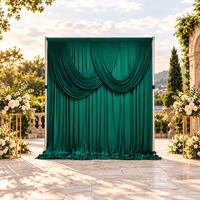 Tissu de drapage vert émeraude superposé 5ft x 20ft avec passe-tiges pour toile de fond de mariage, tentes et décorations de fêtes d'anniversaire
