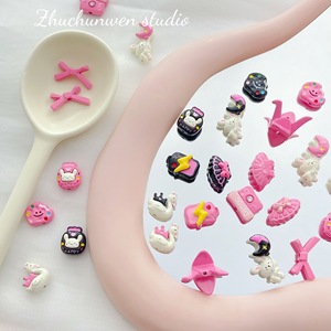 Breloques 3D en métal, motifs Nuages, Lapin, Nœud, <span class=keywords><strong>Série</strong></span> Rose Noir, style Doux et Adorable, pour DIY, pendentifs, fournitures d'artisanat et décorations pour coques de téléphone - Product Image 3