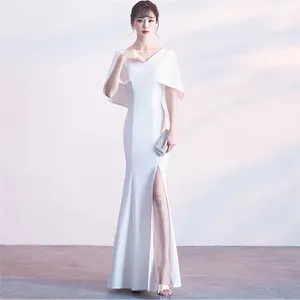 1201 # Tiệc Thanh Lịch Váy Cổ Chữ V Skinny Đuôi Cá Ăn Mặc Cộng Với Kích Thước Gown Sequin Buổi Tối Ăn Mặc