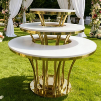 Table à gâteau de mariage en acier inoxydable de style luxe étranger pour location de mariage, présentoir à desserts pour mariés