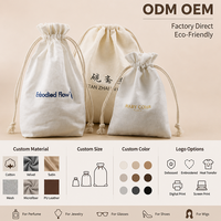 Sac à bijoux personnalisé en coton biologique 100% - Pochette en toile de coton - Petit sac à cordon en coton avec logo pour emballage de bijoux cadeaux