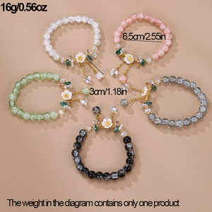 Mới hợp thời trang <span class=keywords><strong>DIY</strong></span> đầy màu sắc vết nứt Acrylic Đính cườm Vòng đeo tay thời trang dễ thương Vàng daisy hoa pha lê BFF Vòng đeo tay thiết lập cho cô gái thanh thiếu niên - Product Image 2